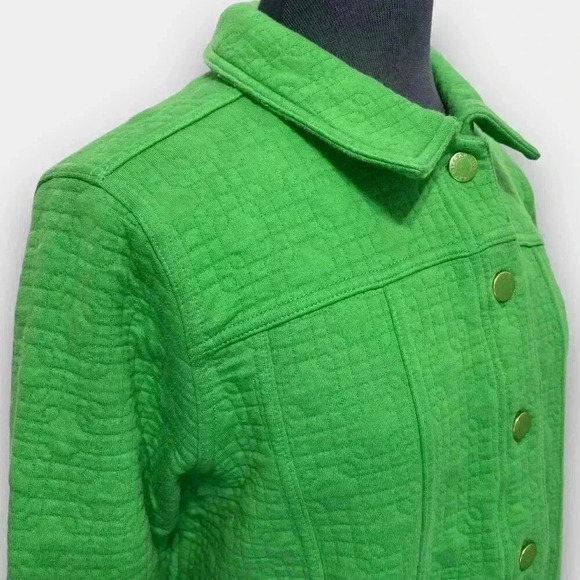 ISAAC‎ MIZRAHI LIVE! ladies long sleeve quilted button  down jacket green large - Picture 6 of 11